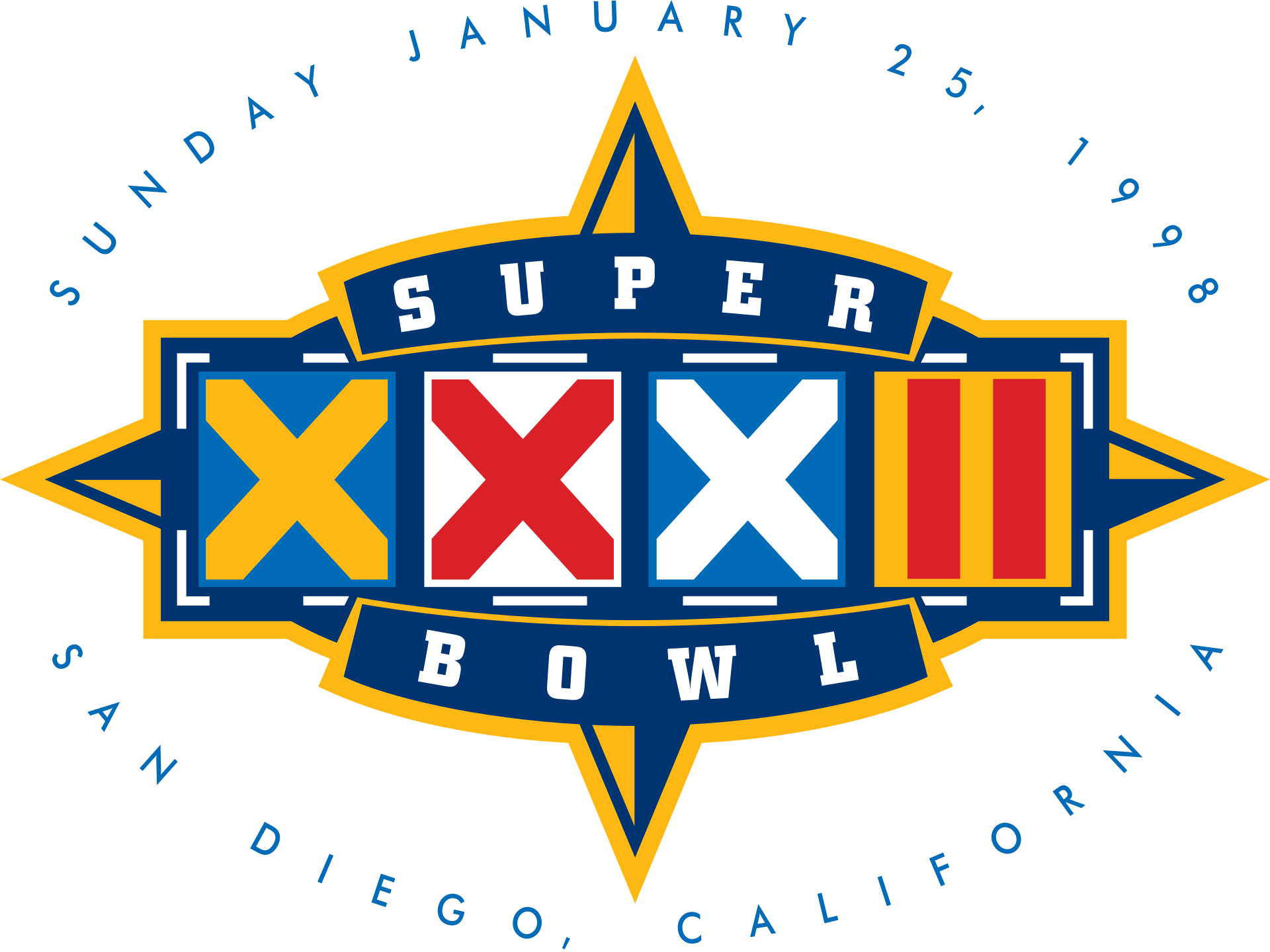 Super Bowl XXXII logo — San Diego, January 25, 1998